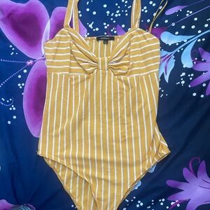 Forever 21 Yellow Striped Bodysuit
